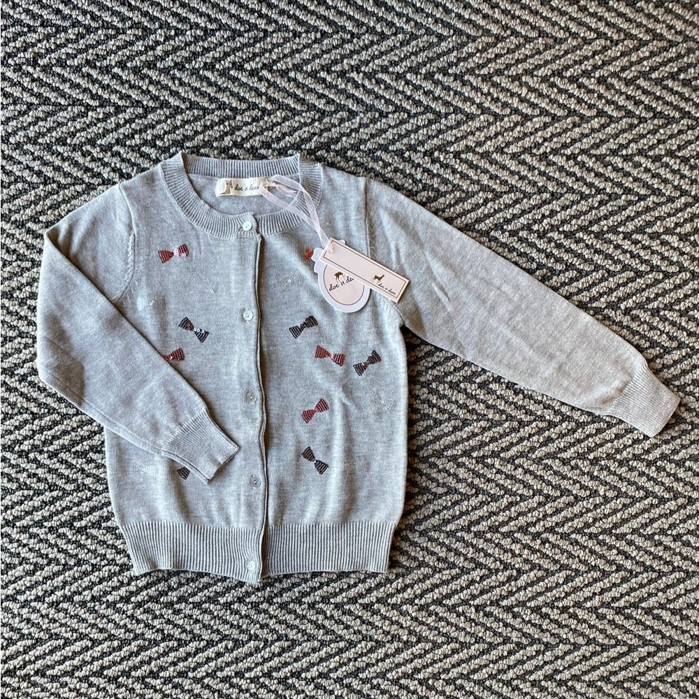 Little girls sequins bow cardigan
